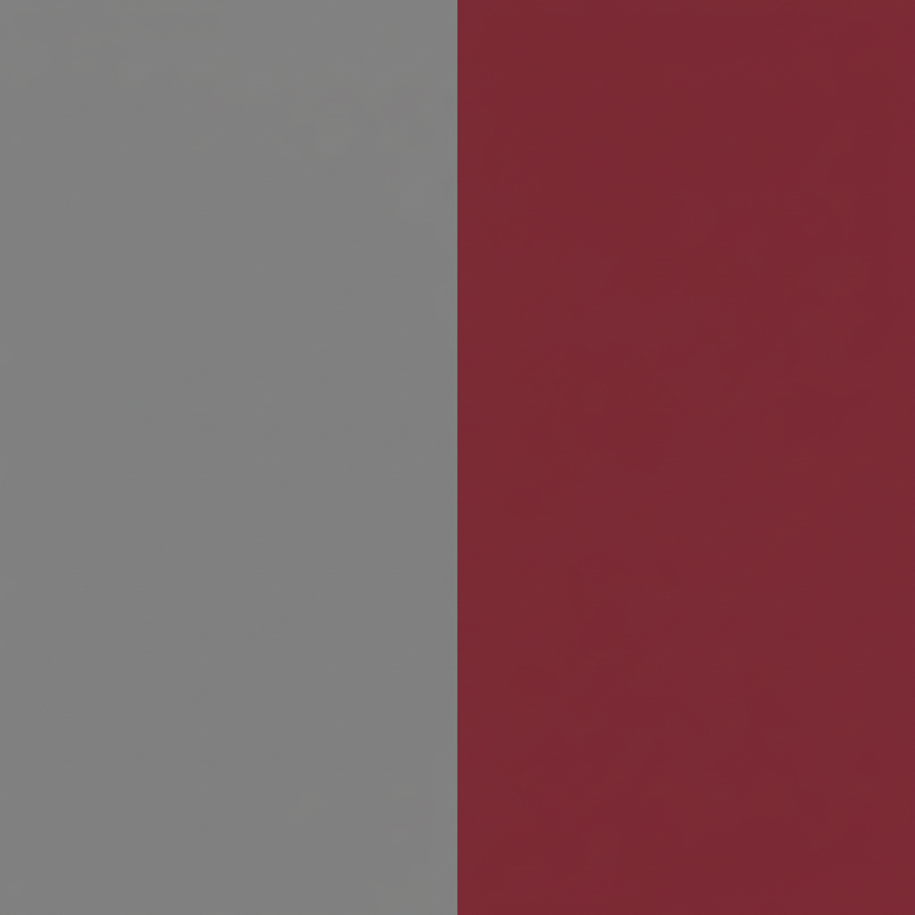 square split vertically down the middle with no dividing line - one side is a medium grey and the other side is burgandy red
