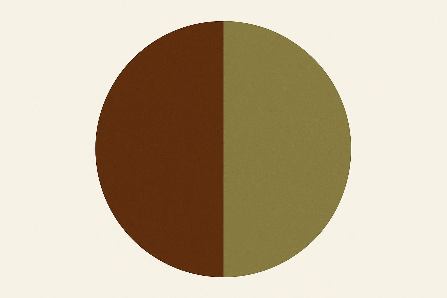 brown and green khaki circle split vertically down the middle with one colour on either side 